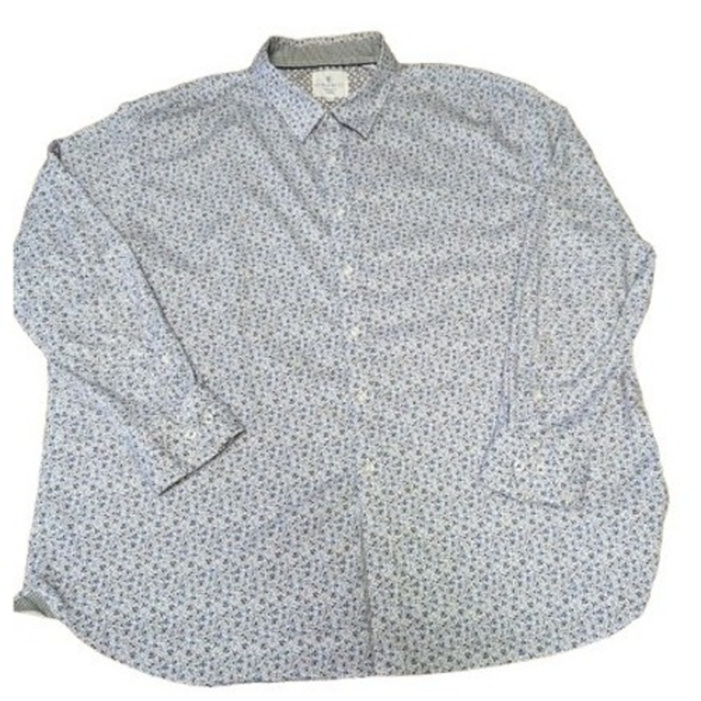 CON.STRUCT Mens 3XL Modern Fit Hybrid Blue Floral Ditsy Long Sleeve Button Shirt